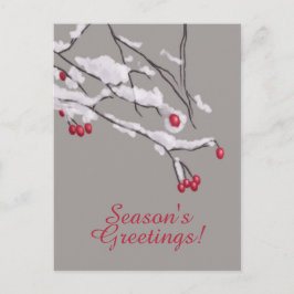Winter Berries Grenar i Snö Säsonhälsningar Helg Vykort