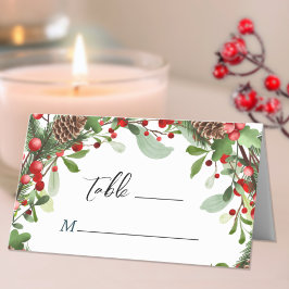 Winter Berries jul Bröllop Bord Escort Placeringskort
