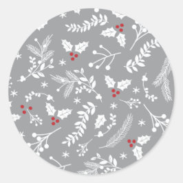 Winter Berries Merry Li'l-julen Helgdag | Runt Klistermärke