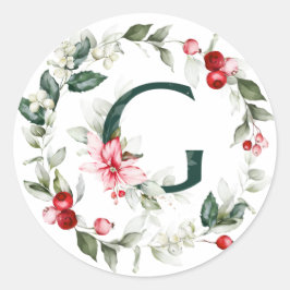 Winter Berries Monogram G Smårunda etiketter