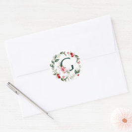 Winter Berries Monogram G Smårunda etiketter