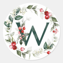 Winter Berries Monogram W Smårunda etiketter