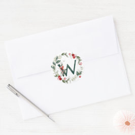 Winter Berries Monogram W Smårunda etiketter