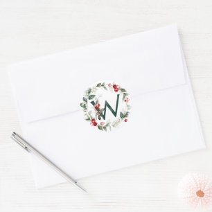 Winter Berries Monogram W Smårunda etiketter