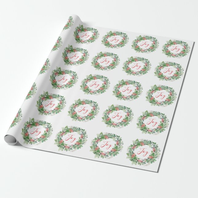 Winter Berries och Greenery Joy jul Presentpapper (Utrullad)