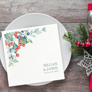 Winter Berries och Holly Bröllop Napkins Pappersservett