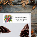 Winter Berries Snowing Returadress Returadress Etikett<br><div class="desc">En elegant som är sen vintern. Du kan anpassa returadressetiketten genom att lägga till ditt namn och adress.</div>