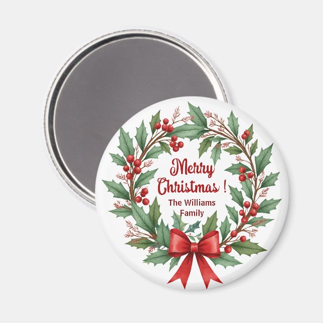 Winter Berries Wandeans Red Bow Favor Magnet (Front/Back)
