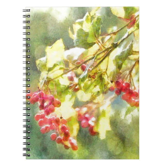 Winter Berries Watercolor Anteckningsbok (Framsidan)