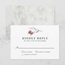 Winter Berries Watercolor Botanical Bröllop OSA Kort