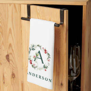 Winter Berry A Monogram Personlig Kitchen Towel Kökshandduk