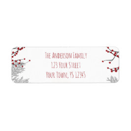 Winter Berry Adress Returadress Etikett