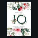 Winter Berry | Bordsnummer 10<br><div class="desc">Denna ömtåliga vattenfärgsgrej gräns har traditionell färg, grönt av skog, oliv grönt och kranbärröd på ljust vitt. Bordsnumret finns i centrum i grönten av skogarna med röda bär och grön. De återstående uppgifterna om bröllop är direkt nedan. All text kan redigeras till kostym efter evenemangets behov. Koordinerar med andra artiklar...</div>