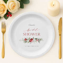 Winter Berry Bridal Shower Paper Plates