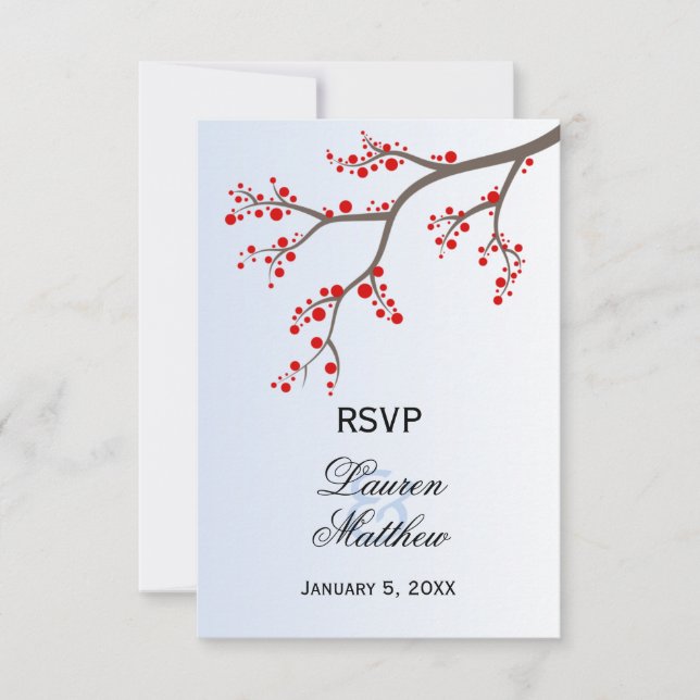 Winter Berry Gren OSA Reply Cards Kort (Framsida)
