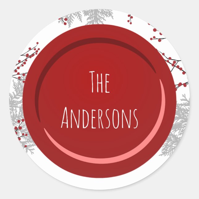 Winter Berry Namn Runt Klistermärke (Framsida)