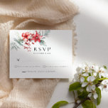 Winter Berry Poinsettia OSA-höljeskort Inbjudningar<br><div class="desc">Modern blommigt för vinterkåpa med vattenfärg vinterbär och poinsettia-OSA.</div>