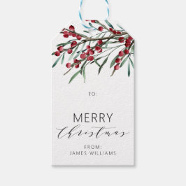Winter Berry Script God jul Helgdag Presentetikett
