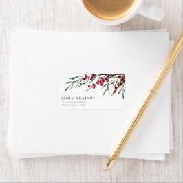 Winter Berry Script-Returadress för jul Adressetikett