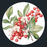 Winter Berry Stickers Runt Klistermärke<br><div class="desc">Sticker is shown in the round with a lovely winter berries watercolor print.  
Customize this item or buy as is.




Licensed Image</div>