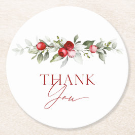 Winter Berry Thank You Bridal Shower Underlägg Papper Rund