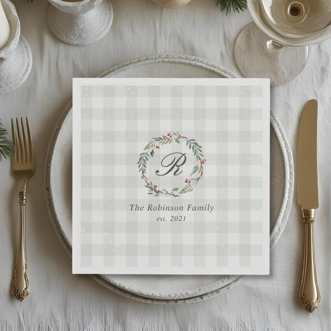 Winter Berry Wandan Family Namn Första jul Pappersservett (Skapare uppladdad)