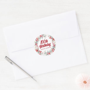 Winter Berry Wandeans 100:e födelsedag Runt Klistermärke