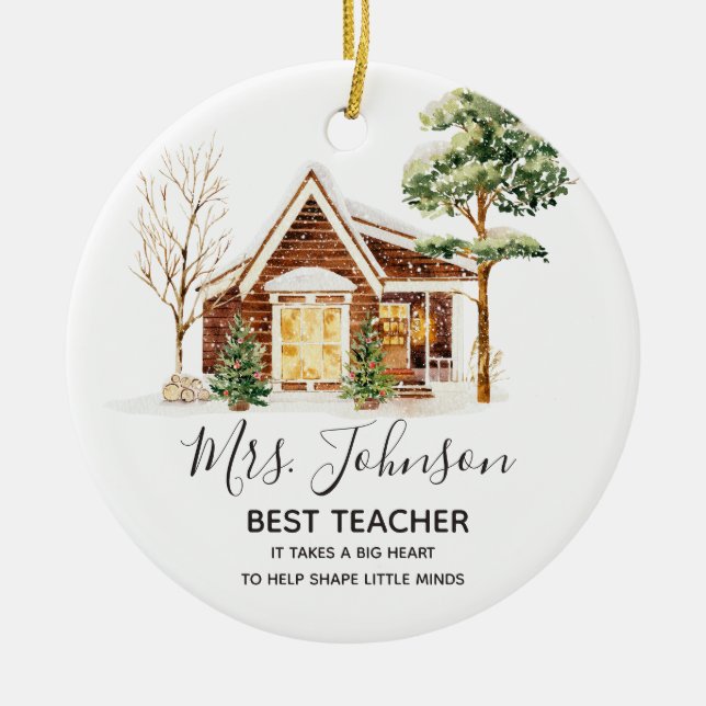 Winter Best Teacher Julgran Julgransprydnad Keramik (Framsidan)