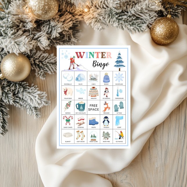 Winter Bingo Cards Winter Games for Kids Printable Reklamblad (Winter Bingo Cards Winter Games for Kids Printable Flyer)