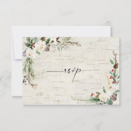 Winter Birch Calligraphy Botanicals Bröllop OSA Inbjudningar