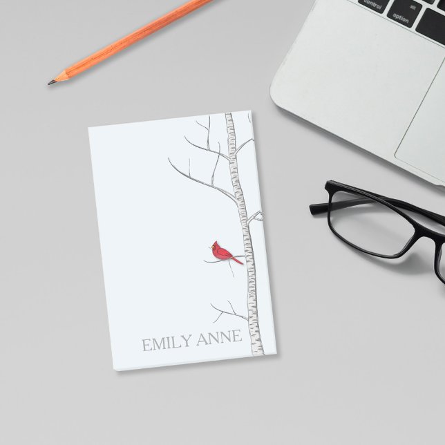 Winter Birch Post it Notes Post-it Block (Red Cardinal Post it Notes)