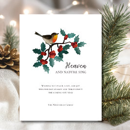 Winter Bird Holly Berries Magnetiskt julkort