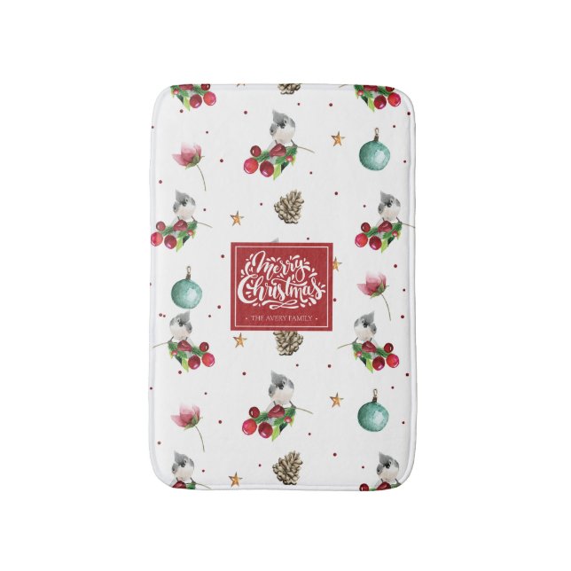 Winter Bird-jultuftad Titmus-Personlig Badrumsmatta (Framsidan (Vertikal))