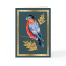 Winter Bird med Golden Holly Löv Card