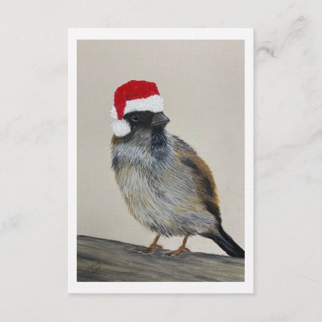 Winter bird with Santa hat - Original Artwork Inbjudningar (Framsida)