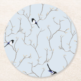 Winter BIrds Underlägg Papper Rund