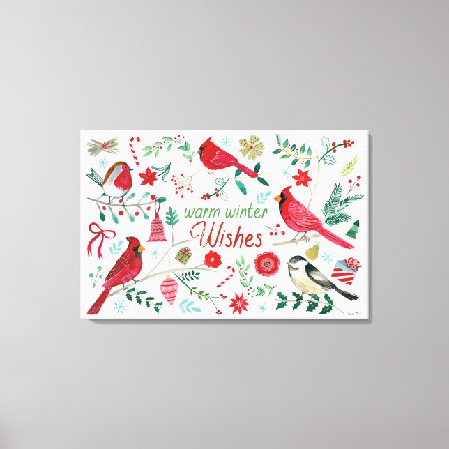 Winter Birds - Warm Önskemål Canvastryck (Framsida)