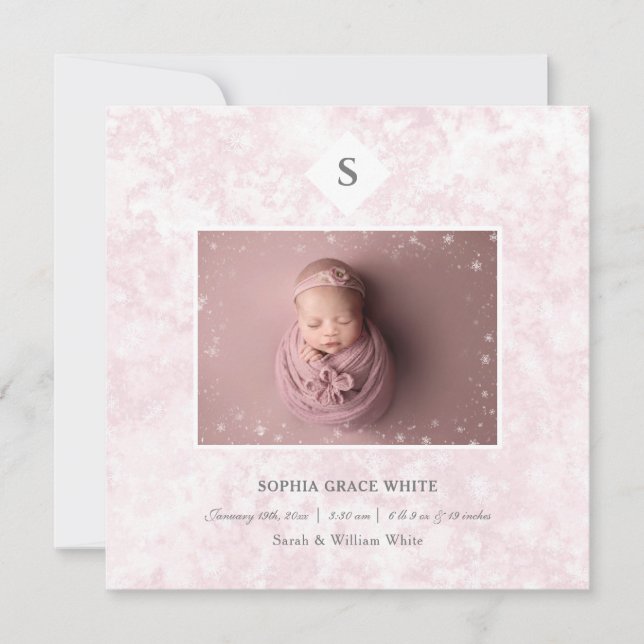 Winter Birth Notice of Flicka Meddelande (Framsida)