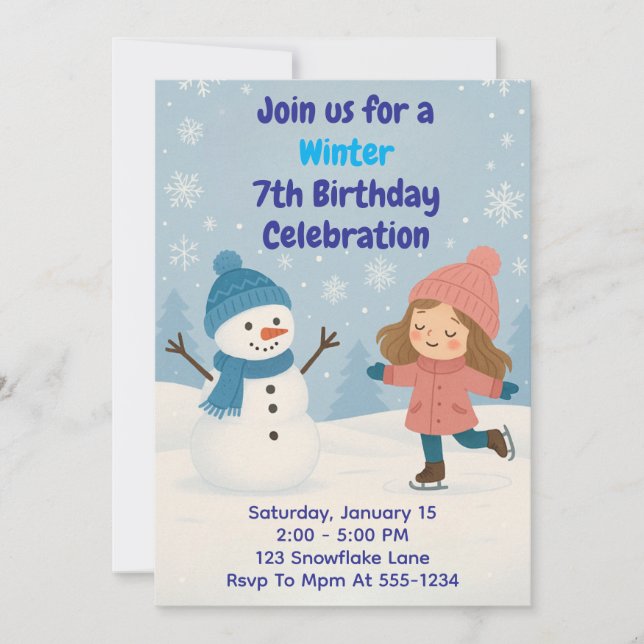 Winter Birthday Celebration Inbjudningar (Framsida)