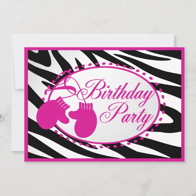 Winter Birthday Mittens Inbjudningar (Framsida)