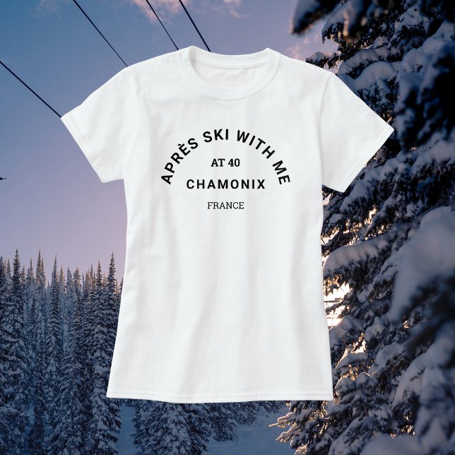 Winter Black Après Ski med mig på 40 Vapensköldar T Shirt (Skapare uppladdad)