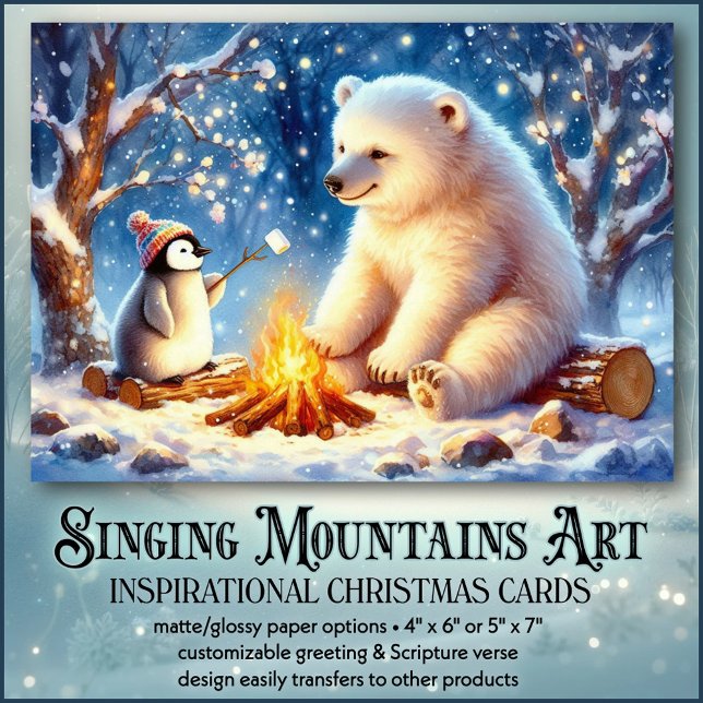 Winter Blessings Bear Penguin KJV Verse jul Helgkort (Skapare uppladdad)