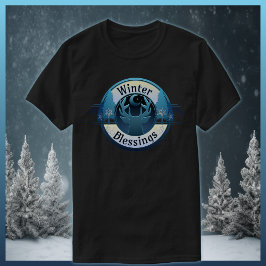 Winter Blessings Hjort och Måne Badge T Shirt