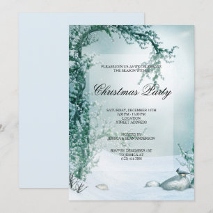 Winter Blommar Scenery & kardinal jul Party Inbjudningar