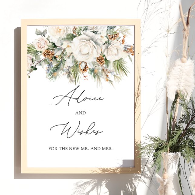 Winter Blommigt Advice och Önskemål för Newlyweds Poster (Skapare uppladdad)