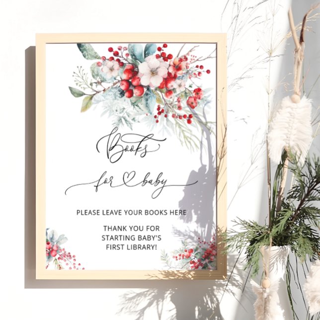 Winter Blommigt & Berry Bokar för Baby Poster (Skapare uppladdad)