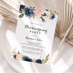 Winter Blommigt Calligraphy Houseuppvärmning Party Inbjudningar