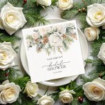 Winter Blommigt Evergreen Modern Möhippa Pappersservett<br><div class="desc">Blommigten Evergreen Modern Möhippa Napkins fångar den vackra naturen i ett vinterland och kombinerar ömtåliga blommigtar och naturligt vintergrönt inslag för att skapa en charmerande och elegant utformning. Den gröna bladens styrka och motståndskraft skapar en harmonisk balans med blommigtarna. Elegantens kalligrafi ökar formgivningens sofistikering, med ett blomningsskript som speglar blommornas...</div>