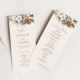 Winter Blommigt Flowers Gräs Träd Cone Bröllop Program