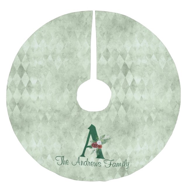 Winter Blommigt Illustrated Brev A Personlig Julgransmatta Borstad Polyester (Framsidan)